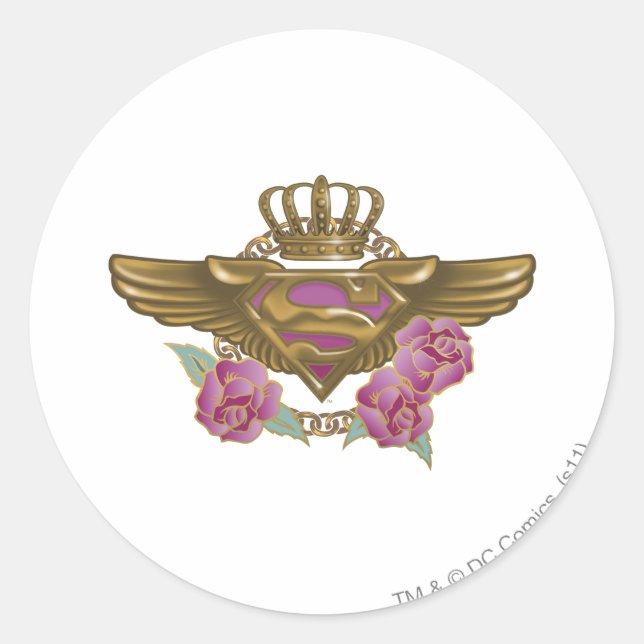 Supergirl Golden Wings Classic Round Sticker (Front)