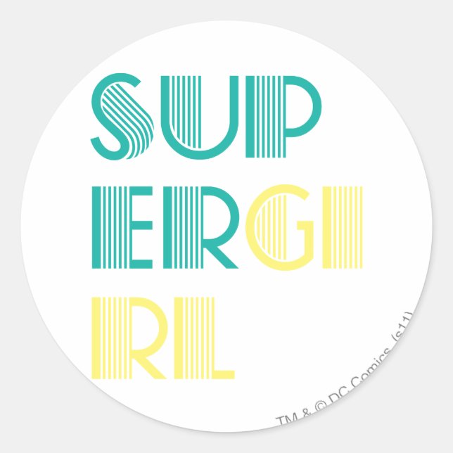 Supergirl Green and Yellow Classic Round Sticker (Front)