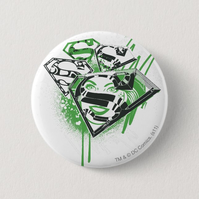 Supergirl Green Spills 2 Inch Round Button (Front)