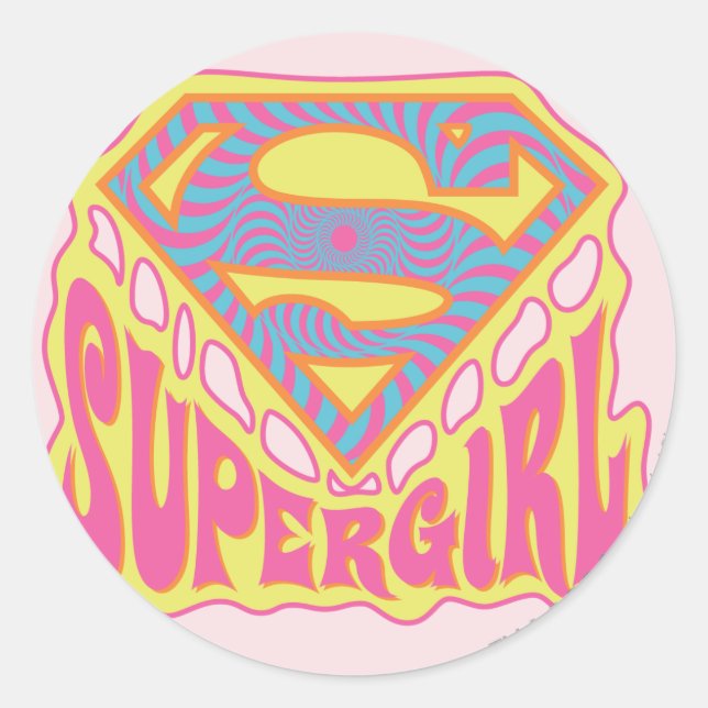 Supergirl Groovy Logo Classic Round Sticker (Front)