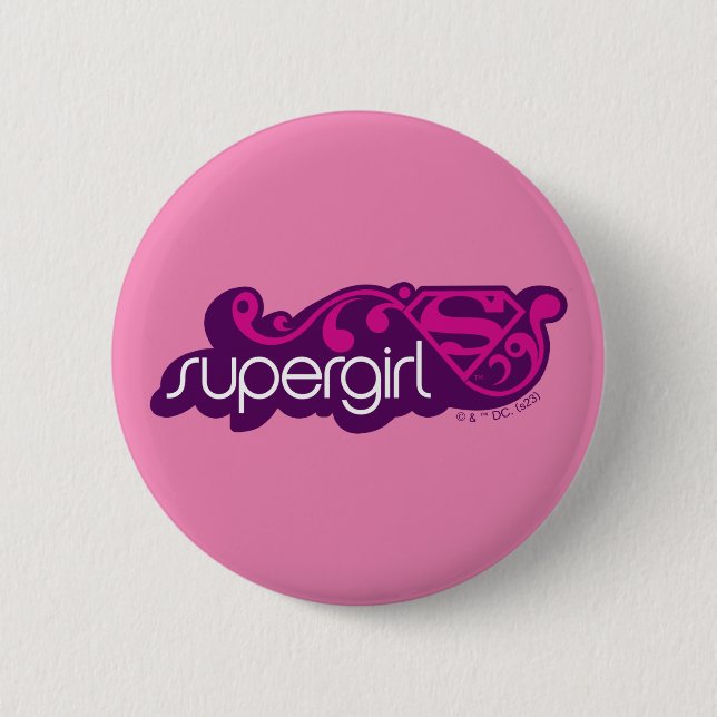 Supergirl Groovy Name and S-Shield 2 Inch Round Button (Front)