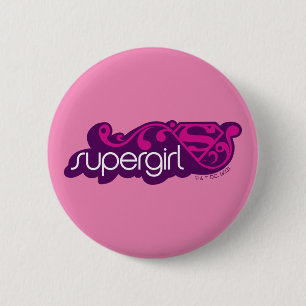 Supergirl Groovy Name and S-Shield 2 Inch Round Button