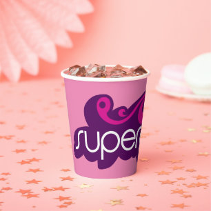 Supergirl Groovy Name and S-Shield Paper Cups