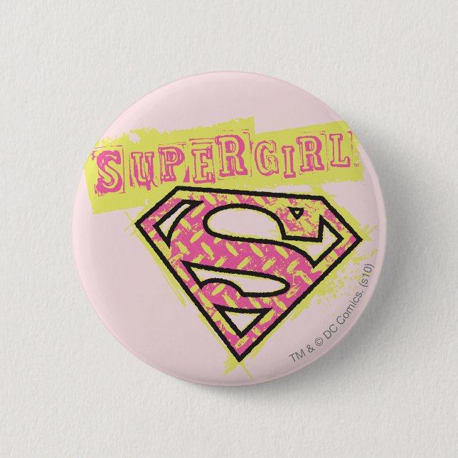 Supergirl Grunge Logo Pink 2 Inch Round Button (Front)