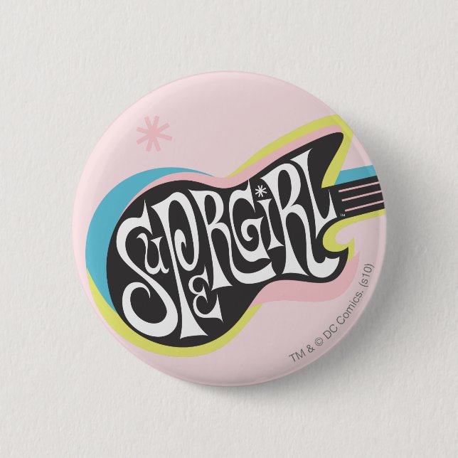 Supergirl Guitar 2 Inch Round Button (Front)