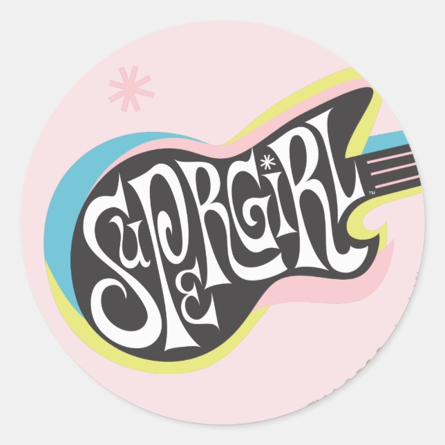 Supergirl Guitar Classic Round Sticker (Front)