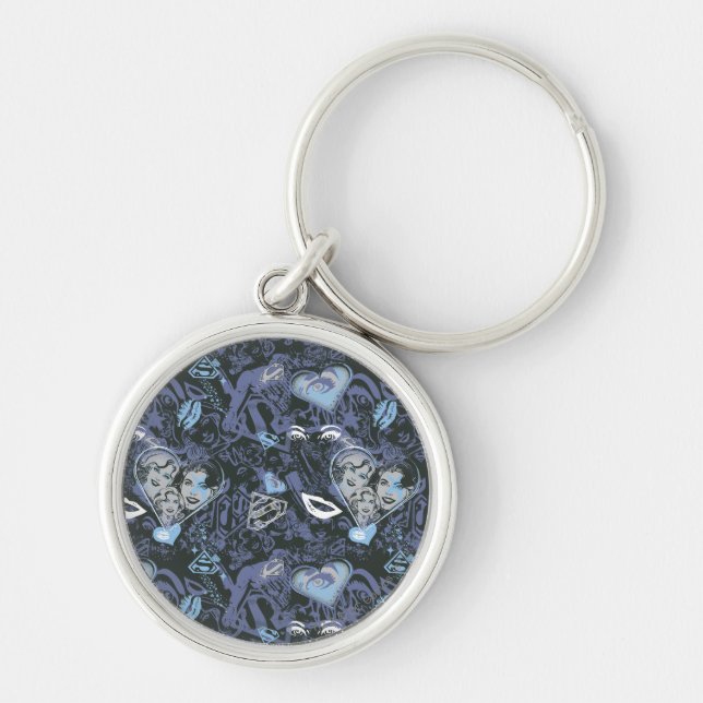 Supergirl Hearts and Lips Pattern Keychain (Front)