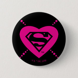 Supergirl Hearts Diagonal Pattern 2 Inch Round Button