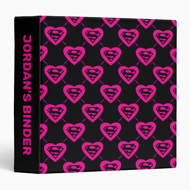 Supergirl Hearts Diagonal Pattern Binder (Front/Spine)