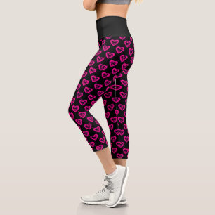 Supergirl Hearts Diagonal Pattern Capri Leggings