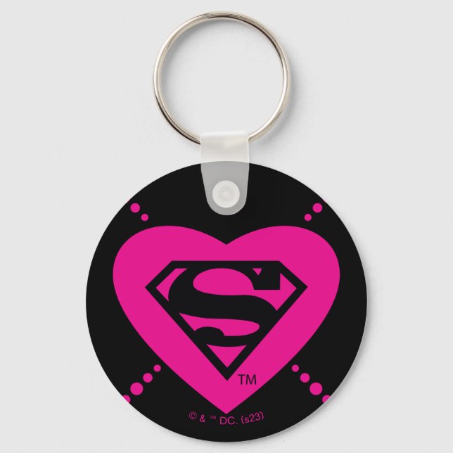 Supergirl Hearts Diagonal Pattern Keychain (Front)