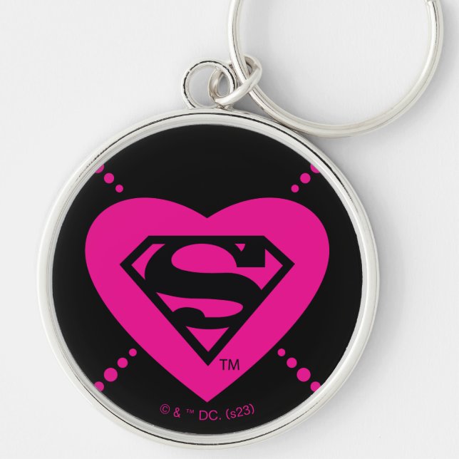 Supergirl Hearts Diagonal Pattern Keychain (Front)