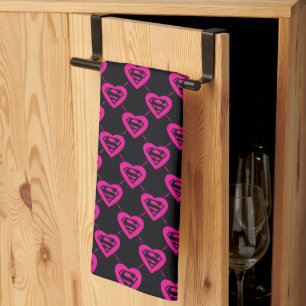 Supergirl Hearts Diagonal Pattern Kitchen Towel