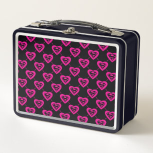 Supergirl Hearts Diagonal Pattern Metal Lunch Box