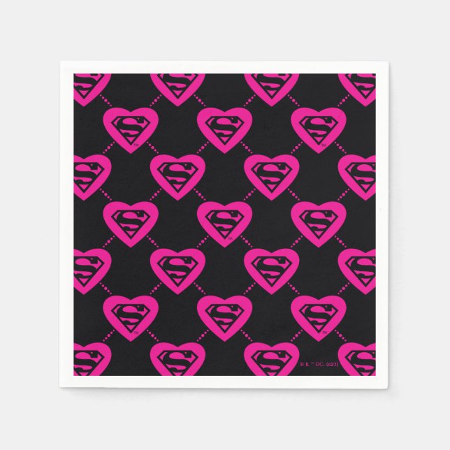 Supergirl Hearts Diagonal Pattern Napkin (Front)