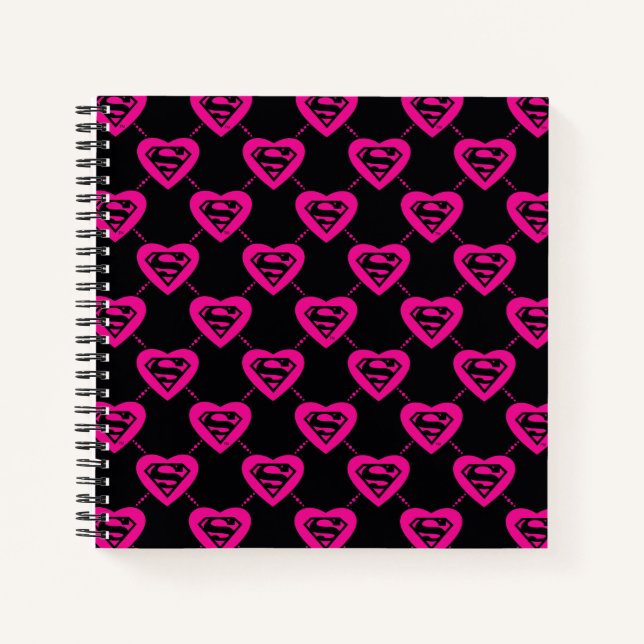 Supergirl Hearts Diagonal Pattern Notebook (Front)