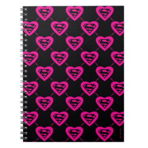 Supergirl Hearts Diagonal Pattern Notebook