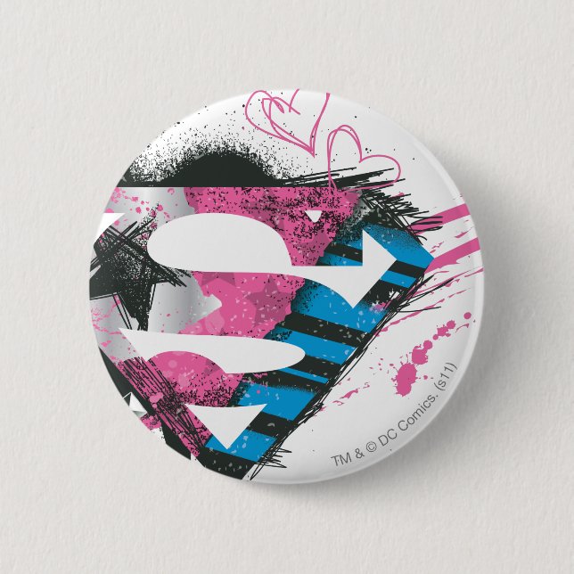 Supergirl Hearts Logo 2 Inch Round Button (Front)