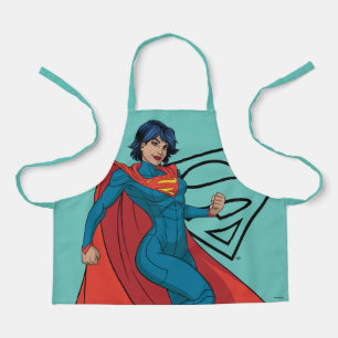 Supergirl Hovering in Blue Suit Apron