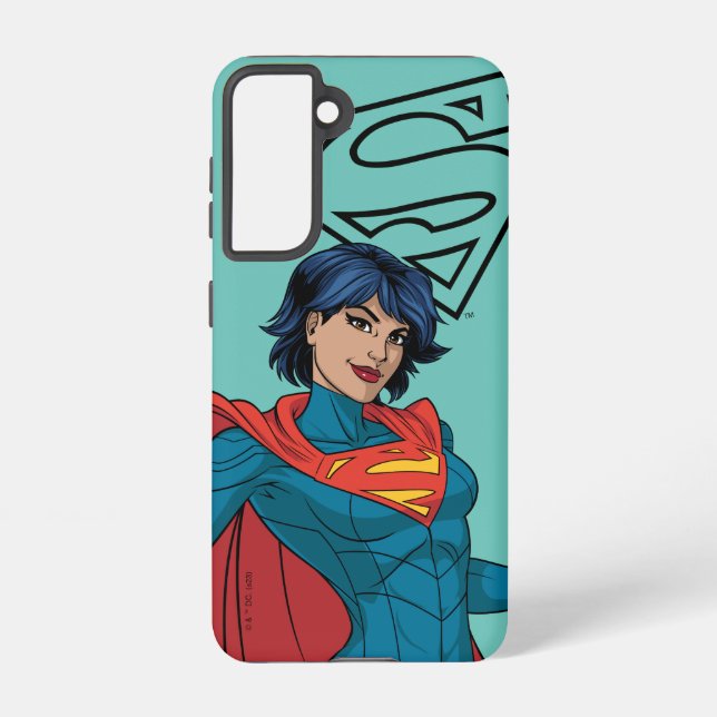 Supergirl Hovering in Blue Suit Samsung Galaxy S21 Case (Back)