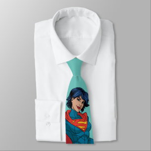 Supergirl Hovering in Blue Suit Tie