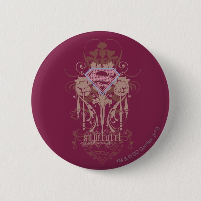 Supergirl Jewel Logo 2 Inch Round Button (Front)