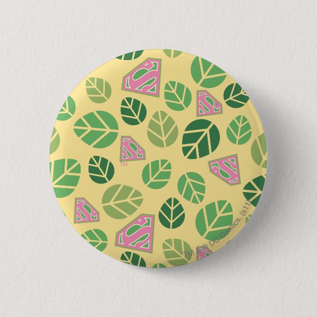 Supergirl Leaf Pattern 2 Inch Round Button (Front)