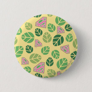 Supergirl Leaf Pattern 2 Inch Round Button