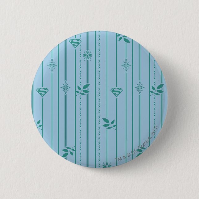 Supergirl Leaf Pattern Blue 2 Inch Round Button (Front)