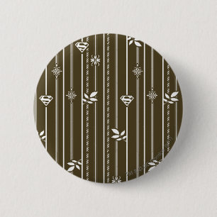 Supergirl Leaf Pattern Brown 2 Inch Round Button