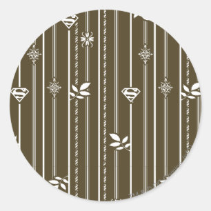 Supergirl Leaf Pattern Brown Classic Round Sticker