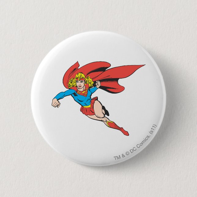 Supergirl Leaps and Punches 2 Inch Round Button (Front)