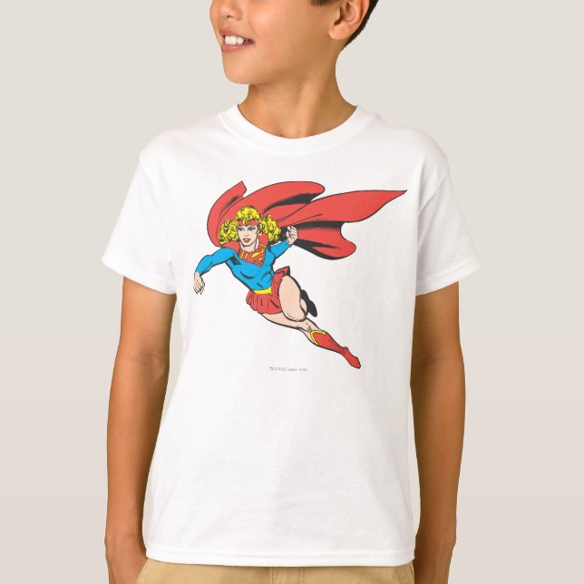 Supergirl Leaps and Punches T-Shirt (Front)