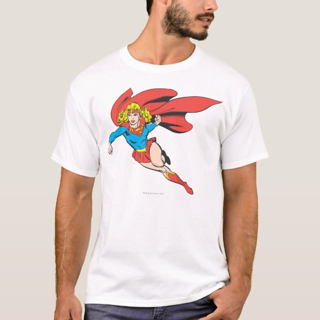 Supergirl Leaps and Punches T-Shirt (Front)