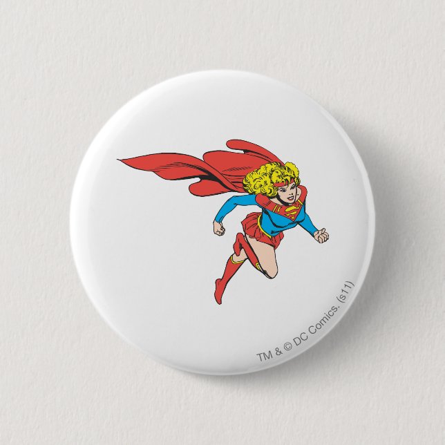Supergirl Leaps Right 2 Inch Round Button (Front)