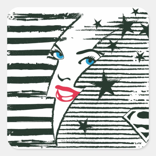 Supergirl Lightning With Face Square Sticker (Front)