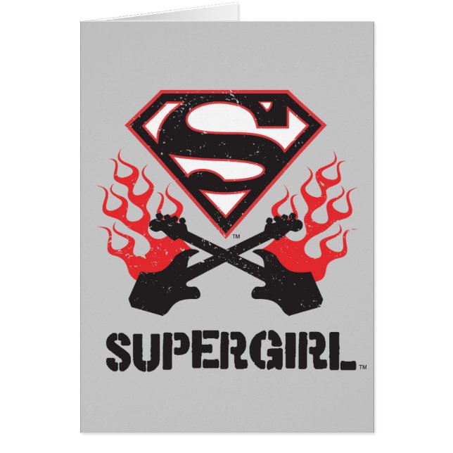 Supergirl Logo Black Flaming Guitars (Front)