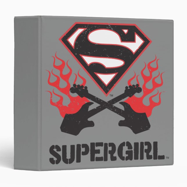 Supergirl Logo Black Flaming Guitars Binder (Front/Spine)