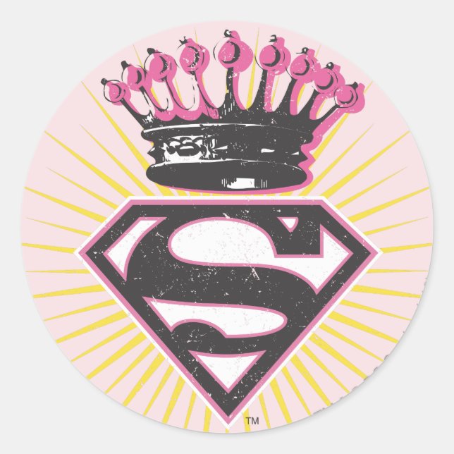 Supergirl Logo with Crown Classic Round Sticker (Front)
