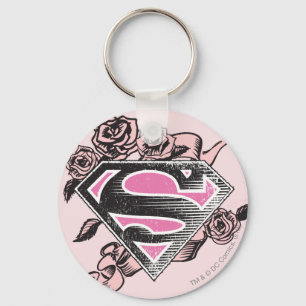 Supergirl Logo with Roses Keychain