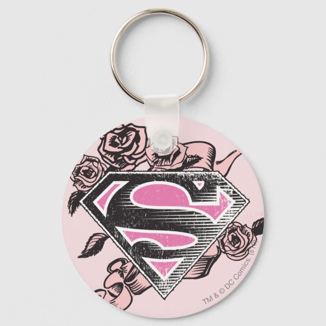 Supergirl Logo with Roses Keychain (Front)