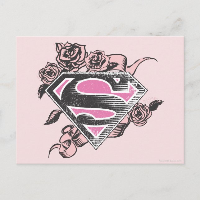 Supergirl Logo with Roses Postcard (Front)