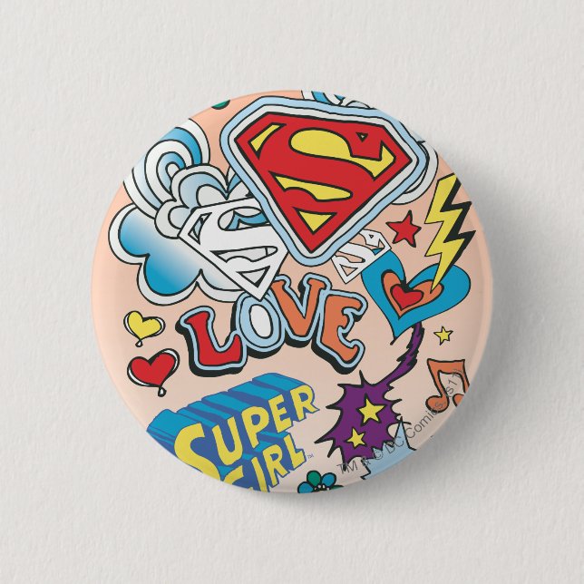 Supergirl Love 2 Inch Round Button (Front)