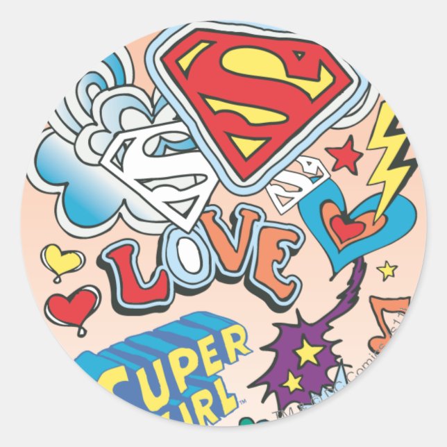 Supergirl Love Classic Round Sticker (Front)