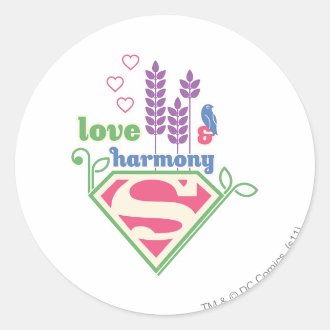 Supergirl Love & Harmony Classic Round Sticker (Front)