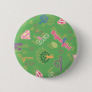Supergirl Love Pattern 2 Inch Round Button