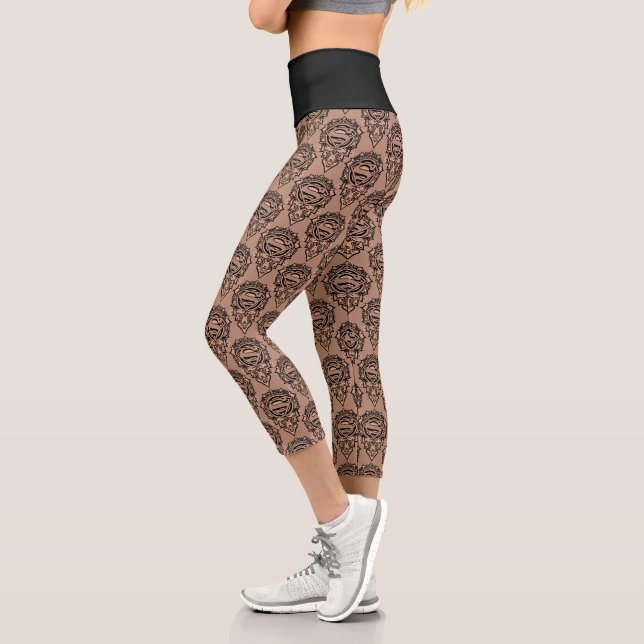 Supergirl Mandala Graphic Capri Leggings (Left)