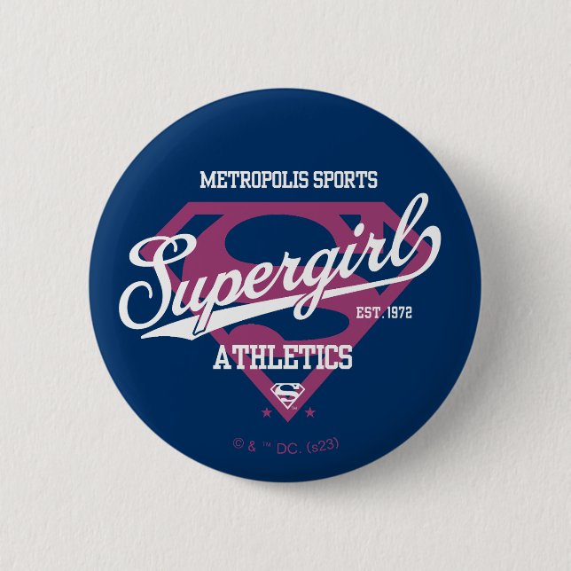 Supergirl Metropolis Sports Athletics Graphic 2 Inch Round Button (Front)