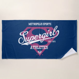 Supergirl Metropolis Sports Athletics Graphic Beach Towel