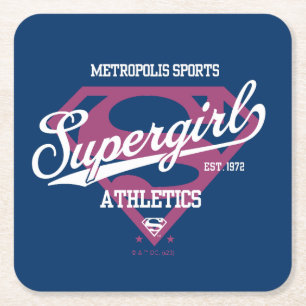 Supergirl Metropolis Sports Athletics Graphic Square Paper Coaster